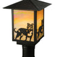 Meyda Lighting Seneca 13" Craftsman Brown Dog Post Mount Light With Beige and Amber Iridescent Shade Glass