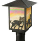 Meyda Lighting Seneca 13" Craftsman Brown Dog Post Mount Light With Beige and Amber Iridescent Shade Glass
