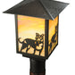 Meyda Lighting Seneca 13" Craftsman Brown Dog Post Mount Light With Beige and Amber Iridescent Shade Glass