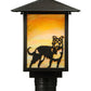 Meyda Lighting Seneca 13" Craftsman Brown Dog Post Mount Light With Beige and Amber Iridescent Shade Glass