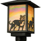 Meyda Lighting Seneca 13" Craftsman Brown Dog Post Mount Light With Beige and Amber Iridescent Shade Glass