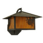 Meyda Lighting Seneca 13" Craftsman Brown Winter Pine Curved Arm Wall Sconce With Honey Amber Art Shade Glass