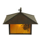 Meyda Lighting Seneca 13" Craftsman Brown Winter Pine Curved Arm Wall Sconce With Honey Amber Art Shade Glass