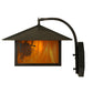 Meyda Lighting Seneca 13" Craftsman Brown Winter Pine Curved Arm Wall Sconce With Honey Amber Art Shade Glass