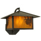 Meyda Lighting Seneca 13" Craftsman Brown Winter Pine Curved Arm Wall Sconce With Honey Amber Art Shade Glass
