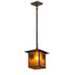 Meyda Lighting Seneca 13" Craftsman Brown Winter Pine Pendant Light With Amber Mica Shade Glass