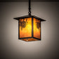 Meyda Lighting Seneca 13" Craftsman Brown Winter Pine Pendant Light With Amber Mica Shade Glass