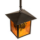 Meyda Lighting Seneca 13" Craftsman Brown Winter Pine Pendant Light With Amber Mica Shade Glass