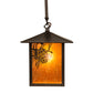 Meyda Lighting Seneca 13" Craftsman Brown Winter Pine Pendant Light With Amber Mica Shade Glass