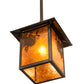 Meyda Lighting Seneca 13" Craftsman Brown Winter Pine Pendant Light With Amber Mica Shade Glass