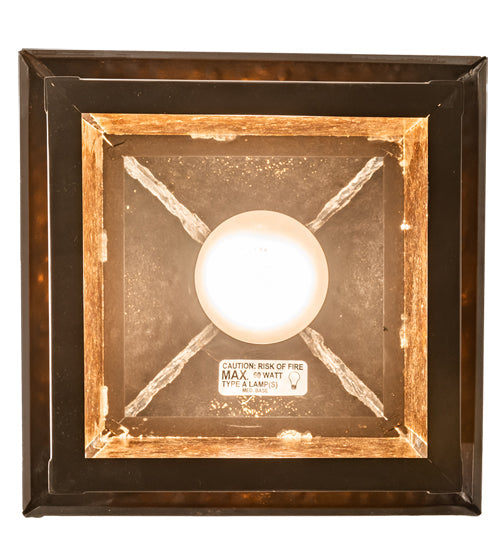Meyda Lighting Seneca 13" Craftsman Brown Winter Pine Pendant Light With Amber Mica Shade Glass