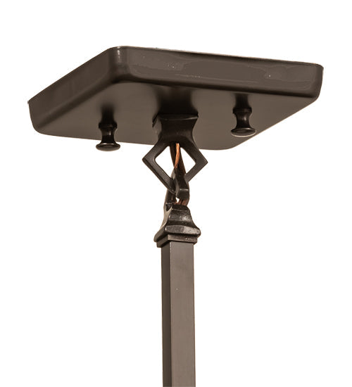 Meyda Lighting Seneca 13" Craftsman Brown Winter Pine Pendant Light With Amber Mica Shade Glass