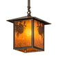 Meyda Lighting Seneca 13" Craftsman Brown Winter Pine Pendant Light With Amber Mica Shade Glass