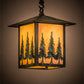 Meyda Lighting Seneca 13" Craftsman Verdigris Tall Pines Pendant Light With Beige Iridescent Shade Glass