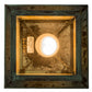 Meyda Lighting Seneca 13" Craftsman Verdigris Tall Pines Pendant Light With Beige Iridescent Shade Glass