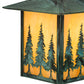 Meyda Lighting Seneca 13" Craftsman Verdigris Tall Pines Pendant Light With Beige Iridescent Shade Glass
