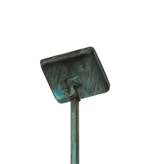 Meyda Lighting Seneca 13" Craftsman Verdigris Tall Pines Pendant Light With Beige Iridescent Shade Glass