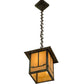 Meyda Lighting Seneca 13" Craftsman Verdigris Valley View Pendant Light With Beige Iridescent Shade Glass