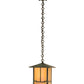 Meyda Lighting Seneca 13" Craftsman Verdigris Valley View Pendant Light With Beige Iridescent Shade Glass
