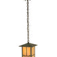 Meyda Lighting Seneca 13" Craftsman Verdigris Valley View Pendant Light With Beige Iridescent Shade Glass