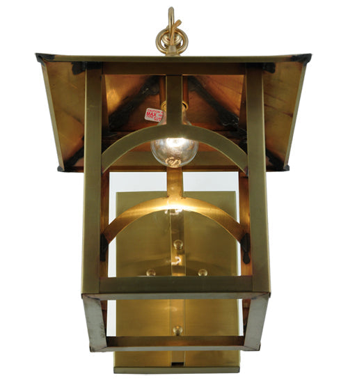 Meyda Lighting Seneca 13" Natural Brass Curved Arm Wall Sconce With Clear Shade Glass