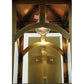 Meyda Lighting Seneca 13" Natural Brass Curved Arm Wall Sconce With Clear Shade Glass