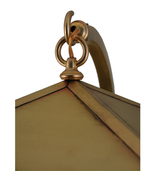 Meyda Lighting Seneca 13" Natural Brass Curved Arm Wall Sconce With Clear Shade Glass