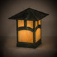 Meyda Lighting Seneca 13" Verdigris Hill Top Outdoor Deck Light With Beige Iridescent Art Shade Glass