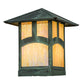 Meyda Lighting Seneca 13" Verdigris Hill Top Outdoor Deck Light With Beige Iridescent Art Shade Glass