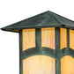 Meyda Lighting Seneca 13" Verdigris Hill Top Outdoor Deck Light With Beige Iridescent Art Shade Glass