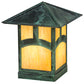 Meyda Lighting Seneca 13" Verdigris Hill Top Outdoor Deck Light With Beige Iridescent Art Shade Glass