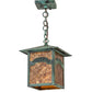 Meyda Lighting Seneca 13" Verdigris Mountain View Pendant Light With Amber Mica Shade Glass