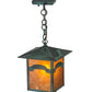Meyda Lighting Seneca 13" Verdigris Mountain View Pendant Light With Amber Mica Shade Glass