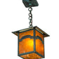 Meyda Lighting Seneca 13" Verdigris Mountain View Pendant Light With Amber Mica Shade Glass