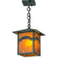 Meyda Lighting Seneca 13" Verdigris Mountain View Pendant Light With Amber Mica Shade Glass