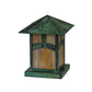 Meyda Lighting Seneca 13" Verdigris Outdoor Pier Mount Deck Light With Beige Iridescent Shade Glass