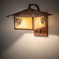 Meyda Lighting Seneca 13" Vintage Copper Winter Pine Curved Arm Wall Sconce With Beige Iridescent Shade Glass