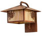 Meyda Lighting Seneca 13" Vintage Copper Winter Pine Curved Arm Wall Sconce With Beige Iridescent Shade Glass