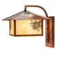 Meyda Lighting Seneca 13" Vintage Copper Winter Pine Curved Arm Wall Sconce With Beige Iridescent Shade Glass