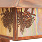 Meyda Lighting Seneca 13" Vintage Copper Winter Pine Curved Arm Wall Sconce With Beige Iridescent Shade Glass