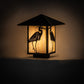 Meyda Lighting Seneca 14" Craftsman Brown Heron Outdoor Deck Light With Beige Iridescent Shade Glass