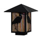 Meyda Lighting Seneca 14" Craftsman Brown Heron Outdoor Deck Light With Beige Iridescent Shade Glass