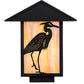 Meyda Lighting Seneca 14" Craftsman Brown Heron Outdoor Deck Light With Beige Iridescent Shade Glass