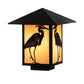 Meyda Lighting Seneca 14" Craftsman Brown Heron Outdoor Deck Light With Beige Iridescent Shade Glass