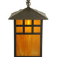 Meyda Lighting Seneca 14" Craftsman Brown Window Pane Curved Arm Wall Sconce With Honey Amber Frosted Shade Glass