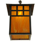 Meyda Lighting Seneca 14" Craftsman Brown Window Pane Curved Arm Wall Sconce With Honey Amber Frosted Shade Glass