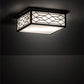 Meyda Lighting Seneca 14"Sq 2-Light Craftsman Brown Ponte Flush Mount Light With White Art Shade Glass