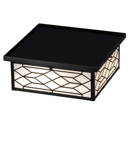 Meyda Lighting Seneca 14"Sq 2-Light Craftsman Brown Ponte Flush Mount Light With White Art Shade Glass