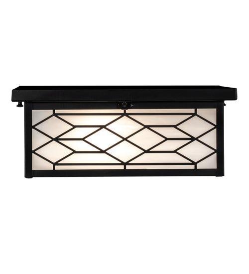 Meyda Lighting Seneca 14"Sq 2-Light Craftsman Brown Ponte Flush Mount Light With White Art Shade Glass