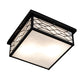 Meyda Lighting Seneca 14"Sq 2-Light Craftsman Brown Ponte Flush Mount Light With White Art Shade Glass